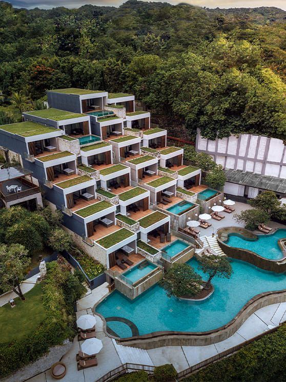 Suites and pools terraced down the hillside